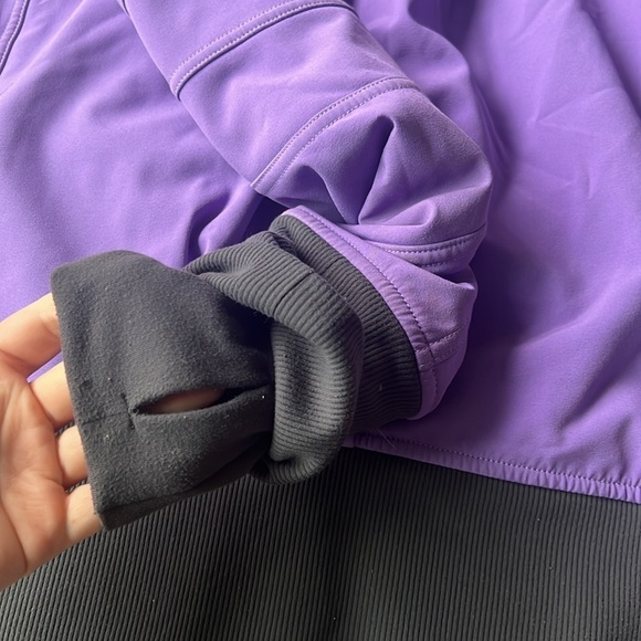 Lululemon Escapade Purple Grey Zip Up Midweight Hooded Fur Lined Coat - Picture 7 of 12